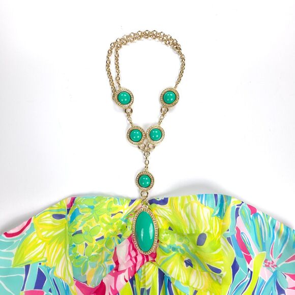 NWT Lilly Pulitzer Claudie Halter Maxi Dress Schooner Blue Silk Boho Resort 14 - Picture 4 of 11